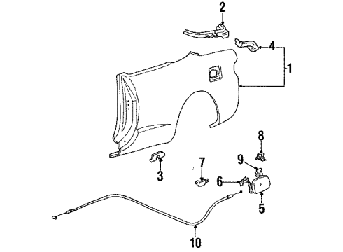 1998 Toyota Celica Quarter Panel & Components Diagram
