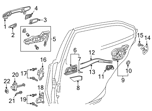 2025 Toyota Camry Rear Door - Lock & Hardware Diagram