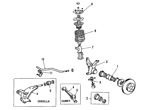 1991 Toyota Corolla Front Suspension Components Diagram
