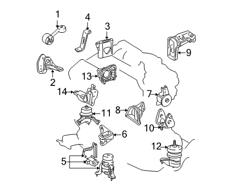 2002 Toyota Highlander Engine & Trans Mounting Diagram