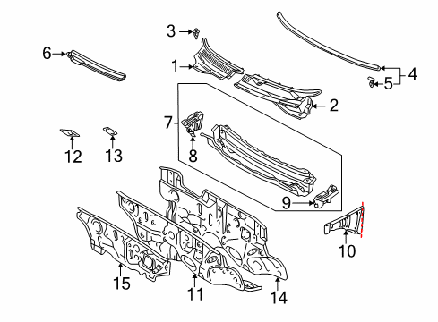 2005 Toyota Corolla Cowl Panel Diagram for 55700-02230