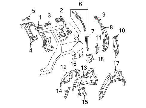 2007 Toyota RAV4 Inner Structure - Quarter Panel Diagram