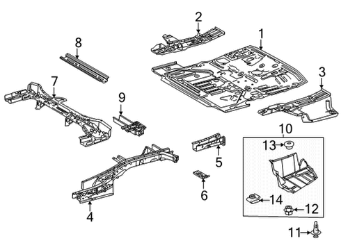 2025 Toyota Highlander Rear Floor & Rails Diagram