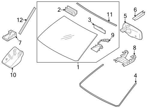 2024 Toyota 4Runner Glass - Windshield Diagram