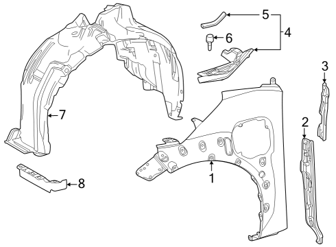 2025 Toyota bZ4X Fender & Components Diagram