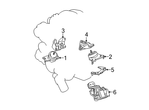 2009 Toyota Tundra Engine & Trans Mounting Diagram