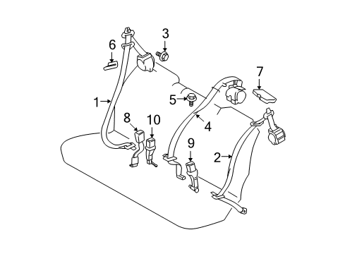 2006 Toyota Highlander Second Row Seat Belts Diagram