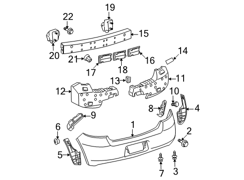 2011 Toyota Yaris Bumper & Components - Rear Diagram