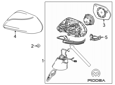 2025 Toyota Camry Outside Mirrors Diagram