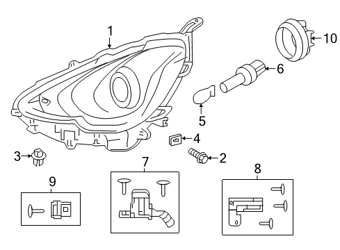 2016 Toyota Prius C Headlamp Components Diagram