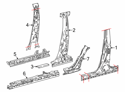 2019 Toyota C-HR Center Pillar & Rocker Diagram