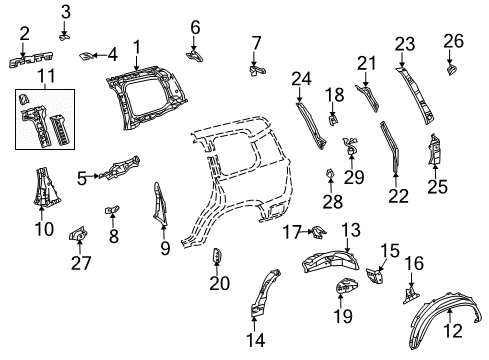 2011 Toyota Land Cruiser Inner Structure - Quarter Panel Diagram