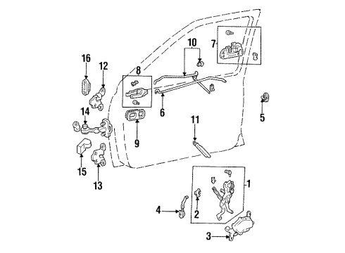 1996 Toyota T100 Front Door Diagram