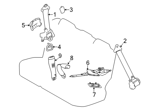 2013 Toyota RAV4 Rear Seat Belts Diagram