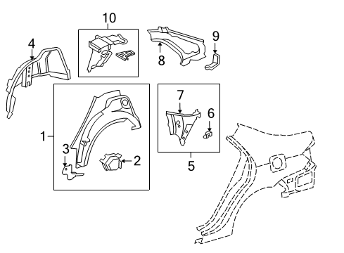 2010 Toyota Corolla Inner Structure - Quarter Panel Diagram