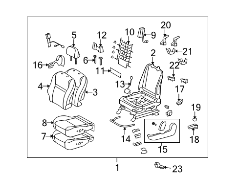 2009 Toyota Matrix Driver Seat Components Diagram