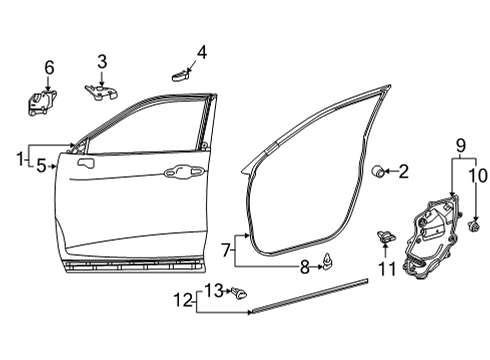 2025 Toyota Highlander Door & Components Diagram