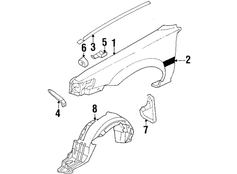 1990 Toyota Corolla Fender & Components Diagram
