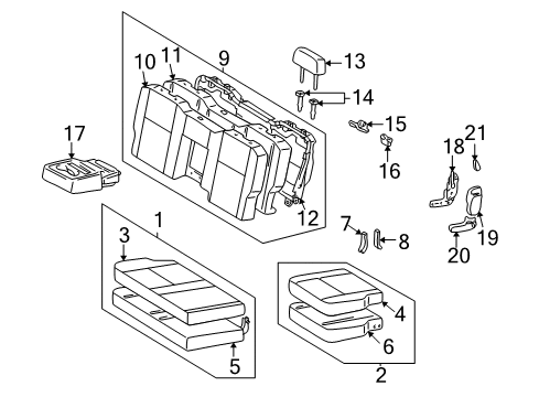 2004 Toyota Tundra Rear Seat Components Diagram