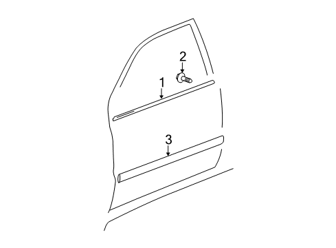 2007 Toyota Highlander Exterior Trim - Front Door Diagram