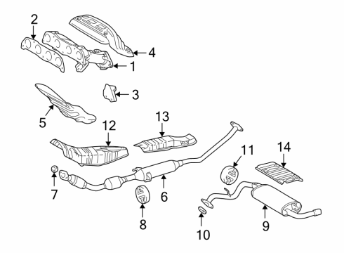 2004 Toyota Corolla Muffler & Pipe Gasket, Passenger Side Diagram for 17451-0D030
