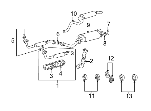 2000 Toyota Land Cruiser Exhaust Components Diagram