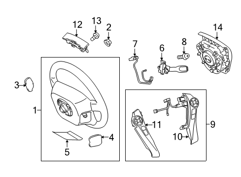 2012 Toyota Prius Steering Wheel & Trim Diagram