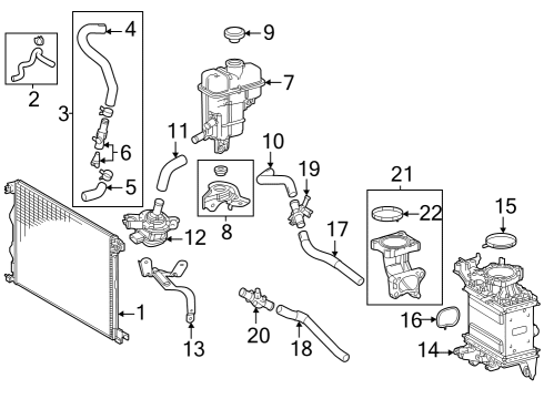 2025 Toyota Grand Highlander Cooling System - Hybrid Component Diagram