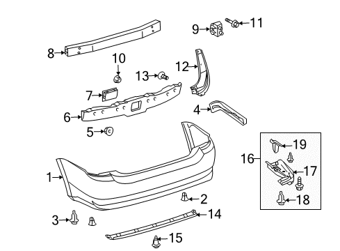 2005 Toyota Prius Bumper & Components - Rear Diagram
