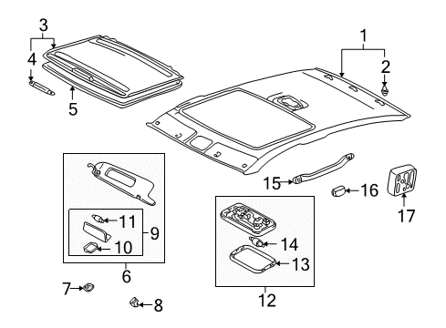 2003 Toyota Solara Interior Trim - Roof Diagram