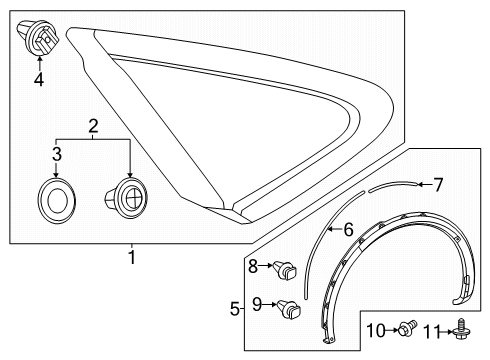 2024 Toyota Prius Prime Exterior Trim - Quarter Panel Diagram