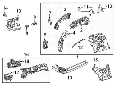2025 Toyota Highlander Structural Components & Rails Diagram