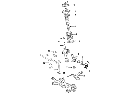 2003 Toyota Matrix Front Suspension Components Diagram