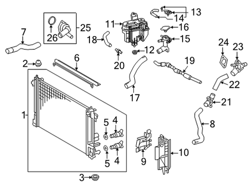 2022 Toyota Prius Prime Radiator & Components Diagram