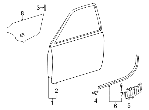 1997 Toyota Camry Door & Components Diagram