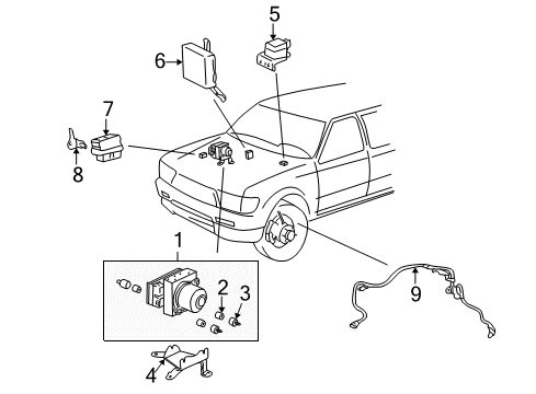 1999 Toyota 4Runner ABS Components Diagram