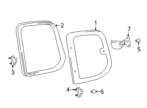 2004 Toyota Tundra Glass - Rear Door Diagram