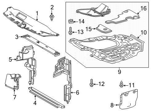 2025 Toyota Camry Splash Shields Diagram