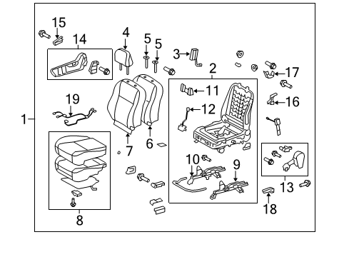 2010 Toyota Corolla Passenger Seat Components Diagram