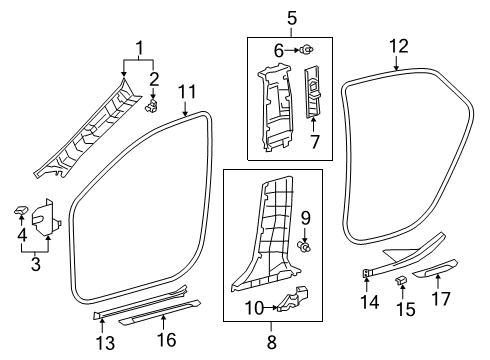 2019 Toyota Avalon Interior Trim - Pillars Diagram