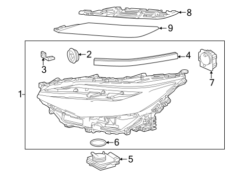 2024 Toyota bZ4X Headlamp Components Diagram