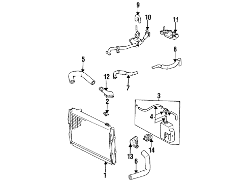 1993 Toyota T100 Radiator & Components Diagram