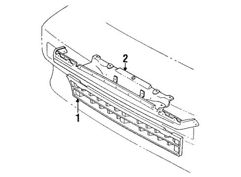 1988 Toyota MR2 Grille & Components Diagram