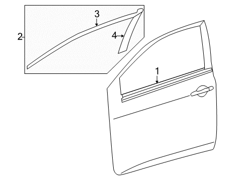 2009 Toyota Corolla Exterior Trim - Front Door Diagram