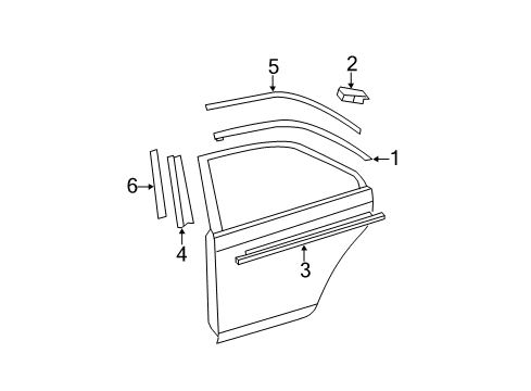 2010 Toyota Camry Exterior Trim - Rear Door Diagram