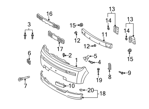 2005 Scion xB Bumper & Components - Front Diagram