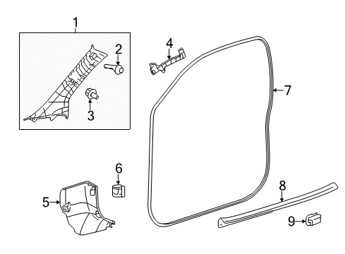 2012 Scion iQ Interior Trim - Pillars Diagram