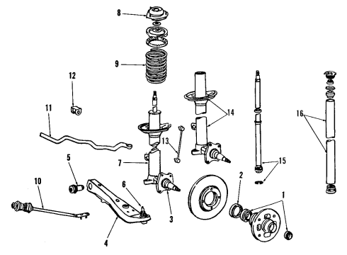 1987 Toyota Corolla Front Suspension Components Diagram