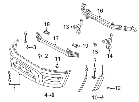 1998 Toyota RAV4 Bumper & Components - Front Diagram