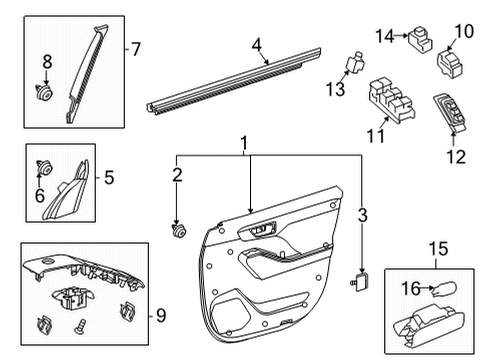 2025 Toyota Highlander Interior Trim - Front Door Diagram